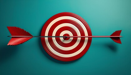 red arrow hitting center of target on turquoise background