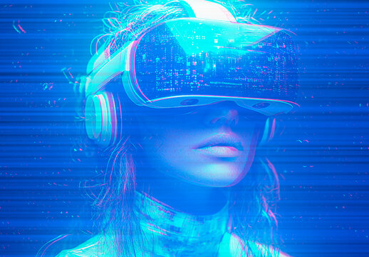 Blue Futuristic Holographic Image Effect