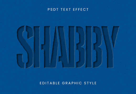Blue Stencil Cutout Font Carved Grunge Text Effect