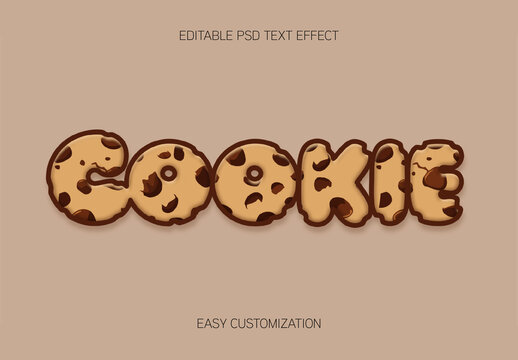 Brown Font Cookie Cartoon Text Effect