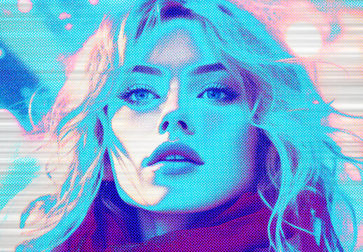 Cyan Futuristic Holographic Image Effect