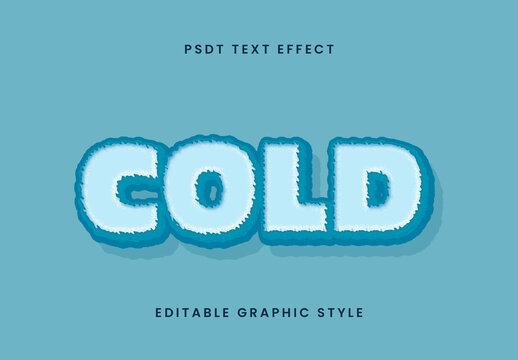White And Blue Freeze Font Cold Bold Outlined Text Effect