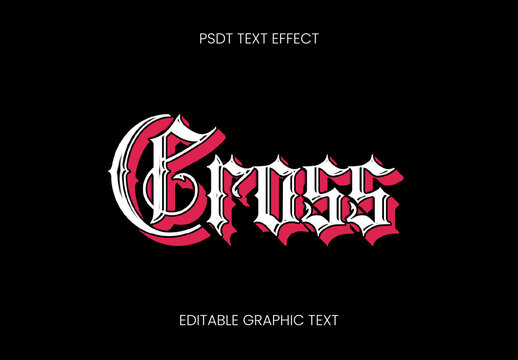 Red And White Gothic Font Medieval Retro Text Effect