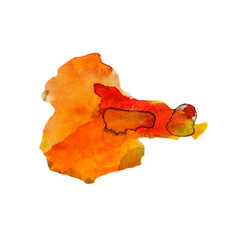 This artwork features a blend of warm hues, including oranges and reds, with fluid shapes that convey a sense of movement and creativity. The organic forms invite interpretation