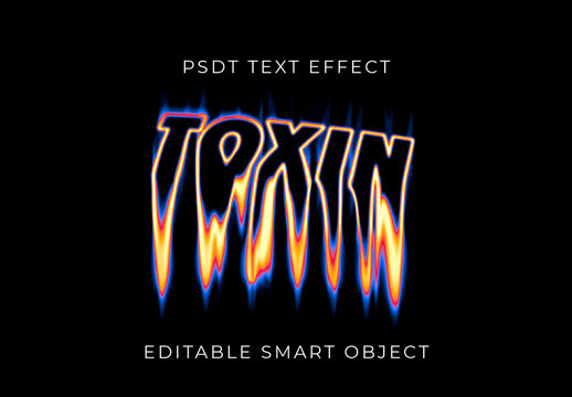 Yellow And Blue Toxic Font Melt Distorted Blazing Text Effect