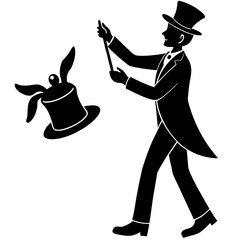Magician pulling rabbit from hat performance