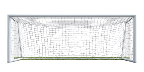 Empty soccer goal with net