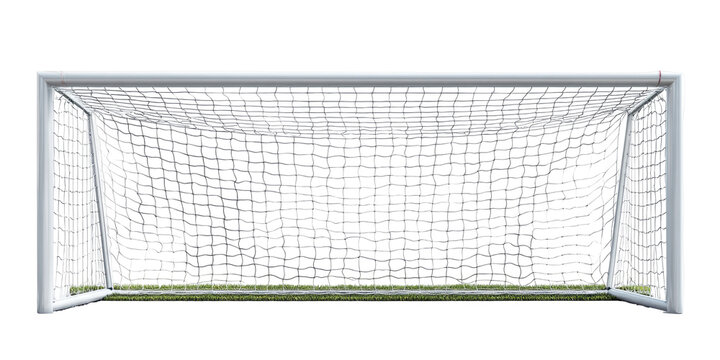 Empty soccer goal with net