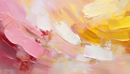 textured abstract palette with pink yellow and white brushstrokes
