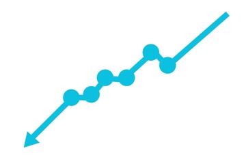 Downwards graph, business graph with arrow downwards, loss