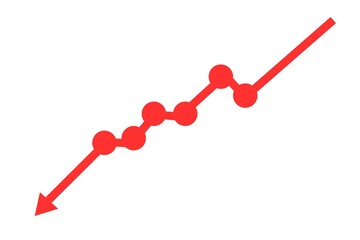 Downwards graph, business graph with arrow downwards, loss