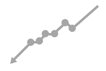 Downwards graph, business graph with arrow downwards, loss