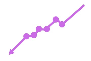 Downwards graph, business graph with arrow downwards, loss
