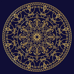 Colorfull Gold round abstract ornament mandala  illustration