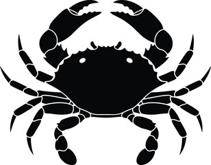 Crab silhouette isolated vector illustration, marine animal icon, seafood symbol, ocean creature design, simple black and white coastal wildlife graphic