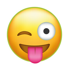 Winking face with tongue sticking out emoji isolated on transparent background