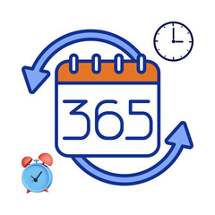 Calendar with 365 days and time cycle isolated on transparent background