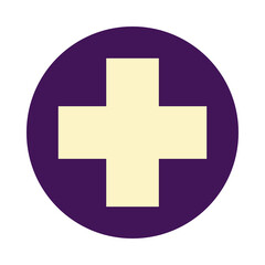 Obraz premium White cross on purple circle isolated on transparent background