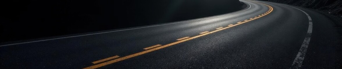 Sweeping asphalt curve, dark grey, earthy contrast, smooth, illustration