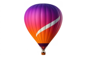 Colorful hot air balloon flying with transparent background