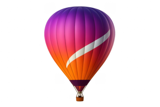 Colorful hot air balloon flying with transparent background