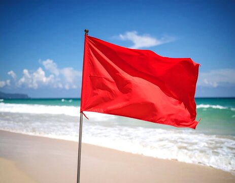 Red flag beach warning ocean.