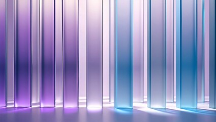 Abstract Composition Frosted Glass Columns in Lavender and Blue Abstract Background