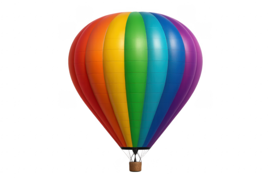 Colorful hot air balloon flying with transparent background