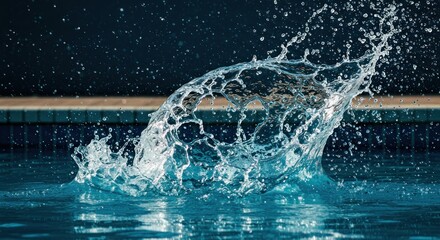 Water splashing in a swimming pool against a dark background