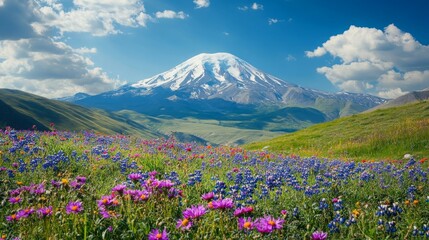 wildflowers, colorful, snowy wallpaper generative ai