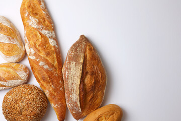 A delightful variety of Fresh Breads, beautifully displayed against a bright background