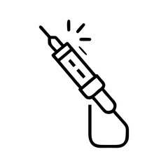 Obraz premium Outline of syringe with needle and drop symbolizing injection 