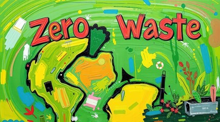 Obraz premium painting of a zero-waste, green world, promoting a healthy lifestyle 