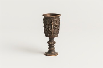 Antique bronze chalice with floral engravings high resolution picture