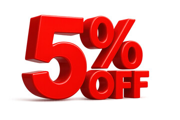 3d rendering five percent off discount with transparent background