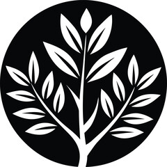 Circle Plant Logo Silhouette