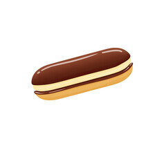 flat-style chocolate &eacute;clair floating in the air
