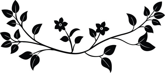 Flower Branch Divider Silhouette