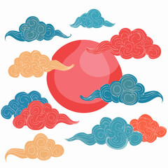 Japanese Oriental Cloud illustration for Traditional and Modern Decorative Art Design