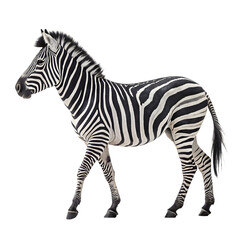 Obraz premium A zebra walking on a transparent background, isolated on transparent background