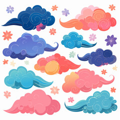 Japanese Oriental Cloud illustration for Traditional and Modern Decorative Art Design