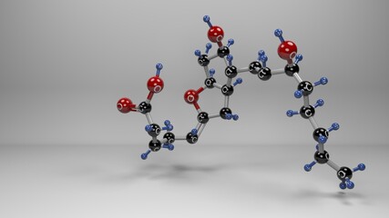 Prostacyclin (PGI2) molecule. Prostaglandin vasodilator from vascular tissue that inhibits platelet aggregation and treats pulmonary hypertension.