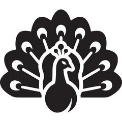 Peacock vector icon isolated on white background, beautiful bird with elegant feathers, exotic animal from tropical nature, symbol of beauty