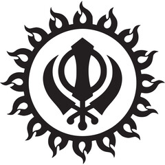 The khanda symbol of sikhism, representing the core tenets of the faith isolated on white background, including justice, equality, and devotion