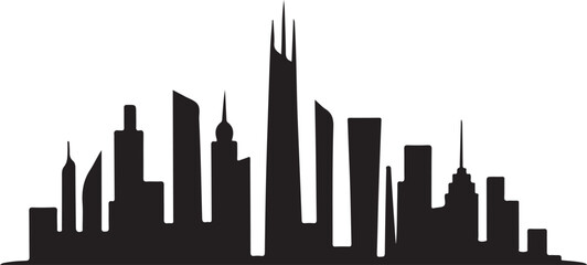 Naklejka premium Minimalist City Skyline Silhouette Vector Trusted Urban Skyscraper Illustration for Architecture, Branding, Presentation, and Modern Design