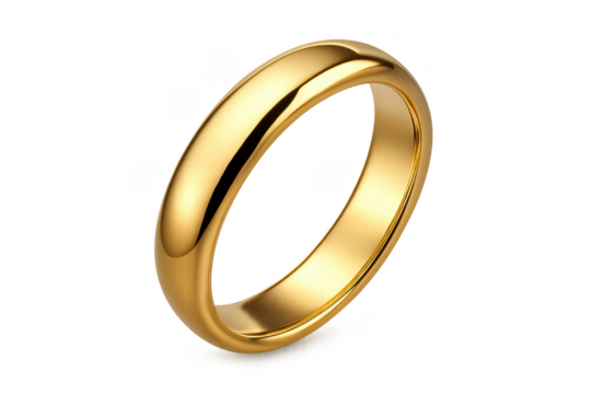 Shiny gold wedding ring on transparent background representing commitment and love - Powered by Adobe