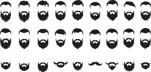 30 Iconic Beard & Mustache Styles Silhouette Collection for Grooming