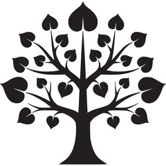 Bodhi tree isolated on white background, a sacred symbol of buddhism, enlightenment, wisdom, and peace, vector illustration