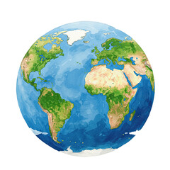 Planet Earth watercolor illustration isolated on transparent background for design PNG