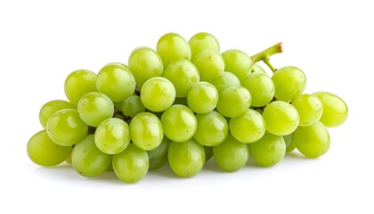 Green grapes bunch with isolated white.